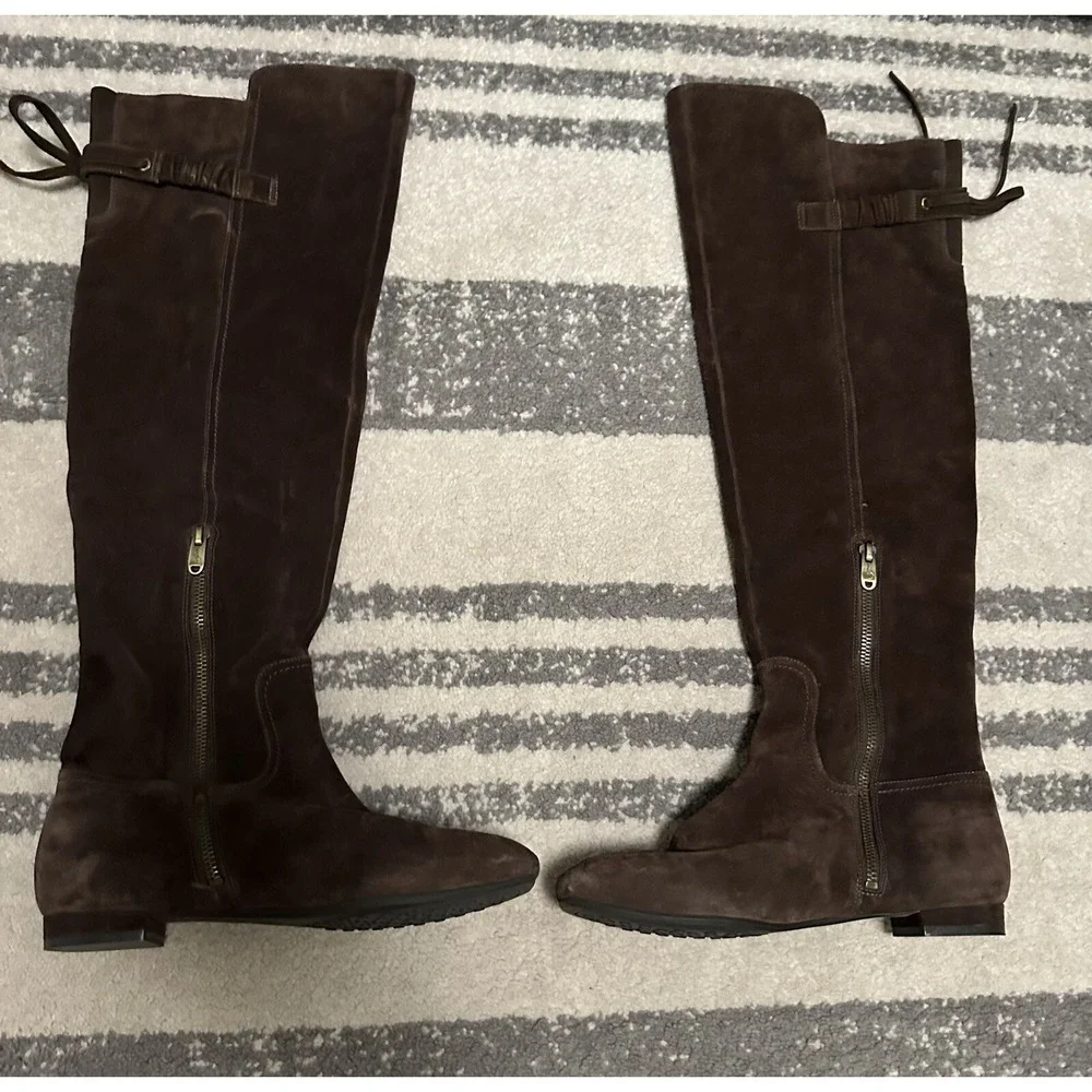 Joan & David thigh high suede boots‎ brown Women's Size 8 New